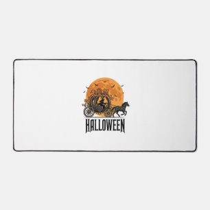 Vintage Halloween Pumpkin Carriage Witch Design_1 Desk Mat