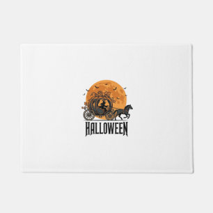 Vintage Halloween Pumpkin Carriage Witch Design_1 Doormat
