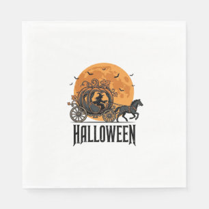 Vintage Halloween Pumpkin Carriage Witch Design_1 Napkin