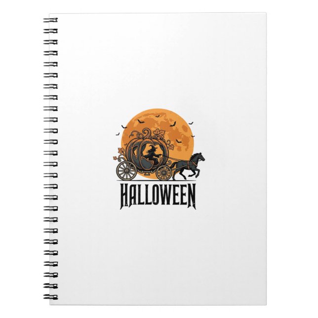Vintage Halloween Pumpkin Carriage Witch Design_1 Notebook (Front)