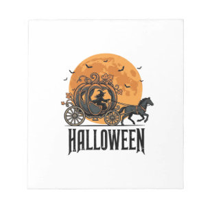 Vintage Halloween Pumpkin Carriage Witch Design_1 Notepad