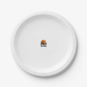 Vintage Halloween Pumpkin Carriage Witch Design_1 Paper Plate