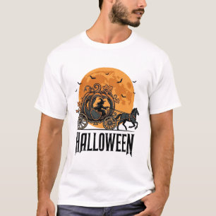 Vintage Halloween Pumpkin Carriage Witch Design_1 T-Shirt