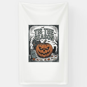 Vintage Halloween Pumpkin Cat Tis The Season Shirt Banner