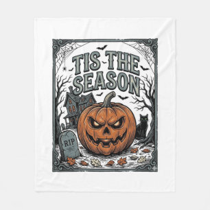 Vintage Halloween Pumpkin Cat Tis The Season Shirt Fleece Blanket