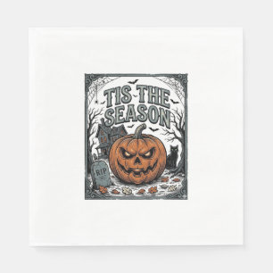 Vintage Halloween Pumpkin Cat Tis The Season Shirt Napkin