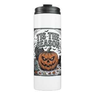 Vintage Halloween Pumpkin Cat Tis The Season Shirt Thermal Tumbler