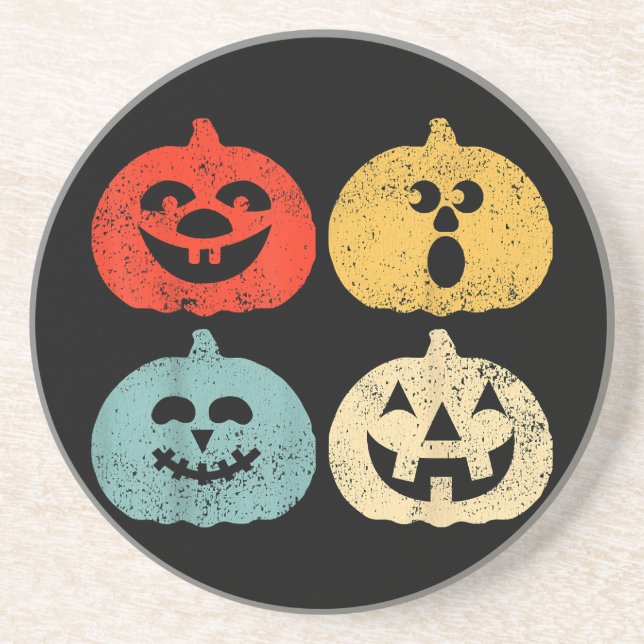 Vintage Halloween Pumpkin Funny Retro Gift Coaster (Front)