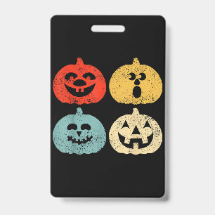 Vintage Halloween Pumpkin Funny Retro Gift ID Badge
