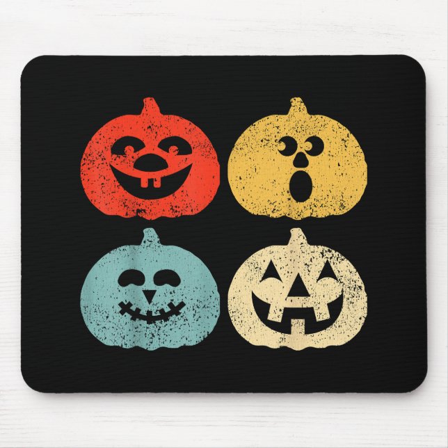 Vintage Halloween Pumpkin Funny Retro Gift Mouse Mat (Front)