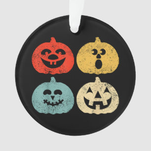 Vintage Halloween Pumpkin Funny Retro Gift Ornament