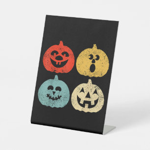 Vintage Halloween Pumpkin Funny Retro Gift Pedestal Sign