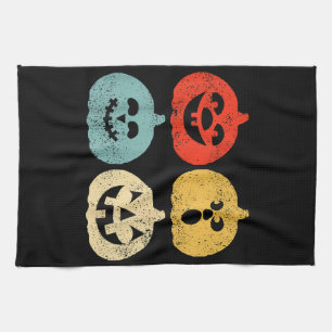 Vintage Halloween Pumpkin Funny Retro Gift Tea Towel