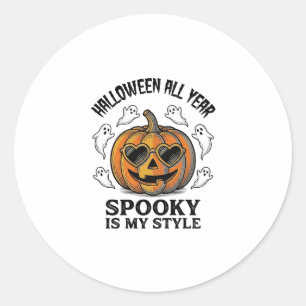 Vintage Halloween Pumpkin Ghost Engraving Shirt_1 Classic Round Sticker