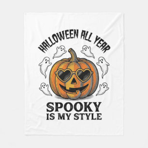 Vintage Halloween Pumpkin Ghost Engraving Shirt_1 Fleece Blanket