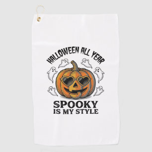 Vintage Halloween Pumpkin Ghost Engraving Shirt_1 Golf Towel