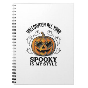 Vintage Halloween Pumpkin Ghost Engraving Shirt_1 Notebook