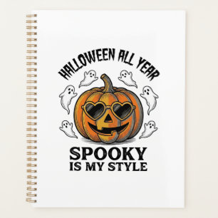 Vintage Halloween Pumpkin Ghost Engraving Shirt_1 Planner