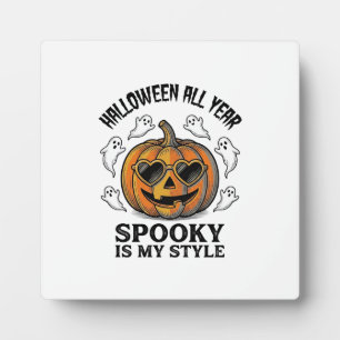 Vintage Halloween Pumpkin Ghost Engraving Shirt_1 Plaque