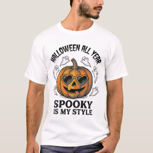 Vintage Halloween Pumpkin Ghost Engraving Shirt_1 T-Shirt