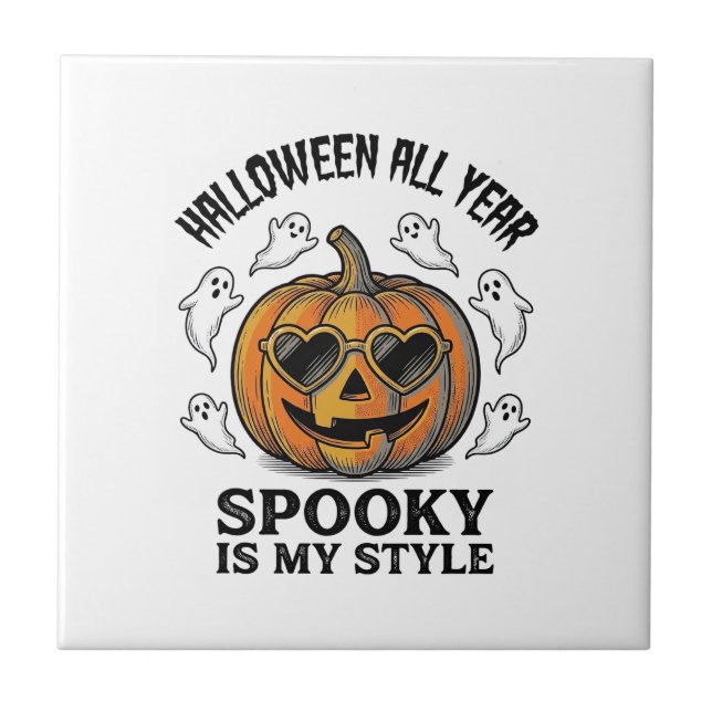 Vintage Halloween Pumpkin Ghost Engraving Shirt_1 Tile (Front)