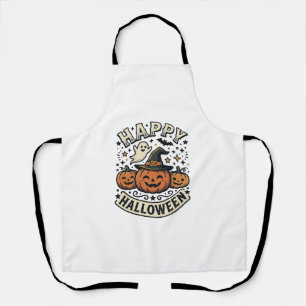 Vintage Halloween Pumpkin Ghost Shirt Design_1 Apron