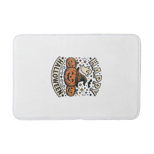 Vintage Halloween Pumpkin Ghost Shirt Design_1 Bath Mat
