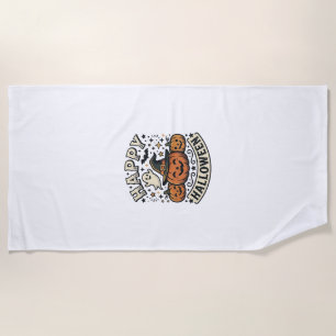 Vintage Halloween Pumpkin Ghost Shirt Design_1 Beach Towel