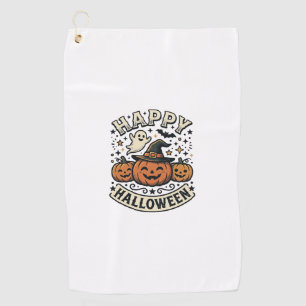 Vintage Halloween Pumpkin Ghost Shirt Design_1 Golf Towel