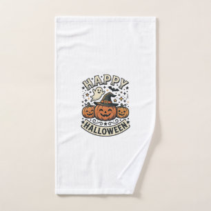 Vintage Halloween Pumpkin Ghost Shirt Design_1 Hand Towel