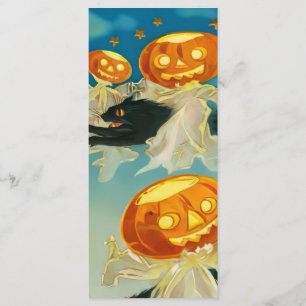 Vintage Halloween Pumpkin Ghosts and Black Cats Menu