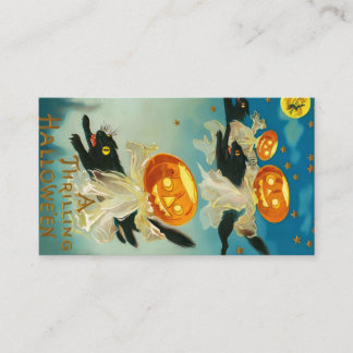 Vintage Halloween Pumpkin Ghosts and Black Cats Place Card