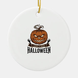 Vintage Halloween Pumpkin Gothic Shirt Design_1 Ceramic Tree Decoration