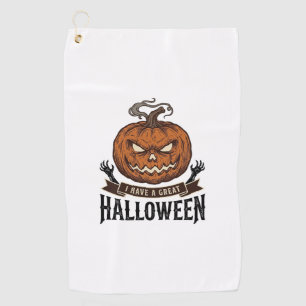 Vintage Halloween Pumpkin Gothic Shirt Design_1 Golf Towel