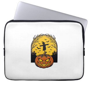 Vintage Halloween Pumpkin Moon Scarecrow Art_1 Laptop Sleeve