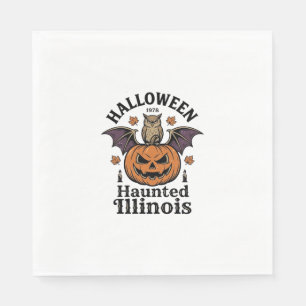 Vintage Halloween Pumpkin Owl Illinois Shirt Desig Napkin