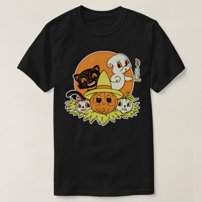 Vintage Halloween Pumpkin Patch T-Shirt (Design Front)