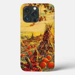 Vintage Halloween Pumpkin Patch with Haystacks iPhone 13 Pro Case