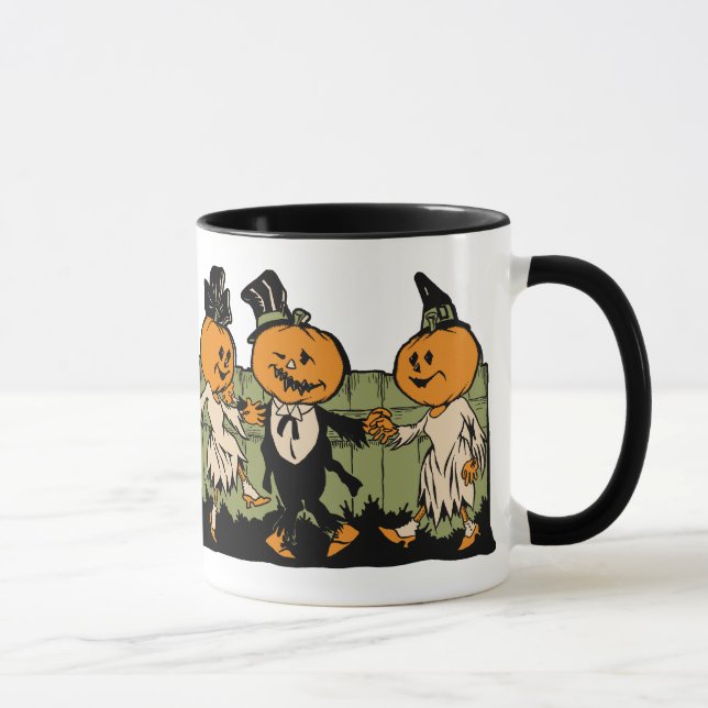 Vintage Halloween Pumpkin People Mug (Right)