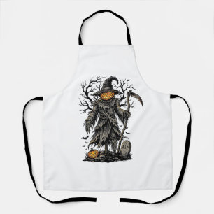 Vintage Halloween Pumpkin Scarecrow Shirt Design_1 Apron