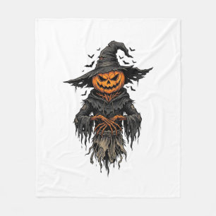 Vintage Halloween Pumpkin Scarecrow Witch Shirt De Fleece Blanket