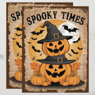 Vintage Halloween Pumpkin Scrapbook Paper