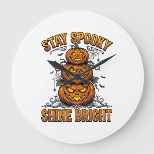 Vintage Halloween Pumpkin Spooky Bright Shirt Desi Large Clock
