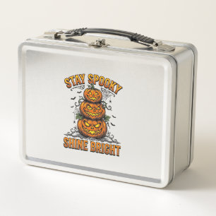Vintage Halloween Pumpkin Spooky Bright Shirt Desi Metal Lunch Box