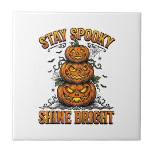 Vintage Halloween Pumpkin Spooky Bright Shirt Desi Tile