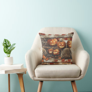 Vintage Halloween Pumpkin Throw Pillow Cover Decor