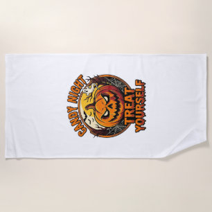 Vintage Halloween Pumpkin Treat Yourself Shirt_1 Beach Towel