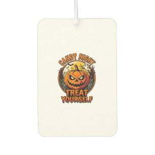 Vintage Halloween Pumpkin Treat Yourself Shirt_1 Car Air Freshener