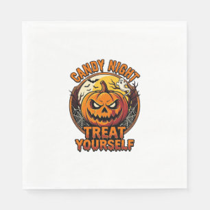 Vintage Halloween Pumpkin Treat Yourself Shirt_1 Napkin