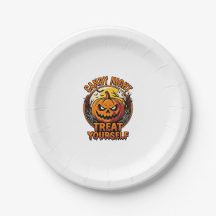 Vintage Halloween Pumpkin Treat Yourself Shirt_1 Paper Plate